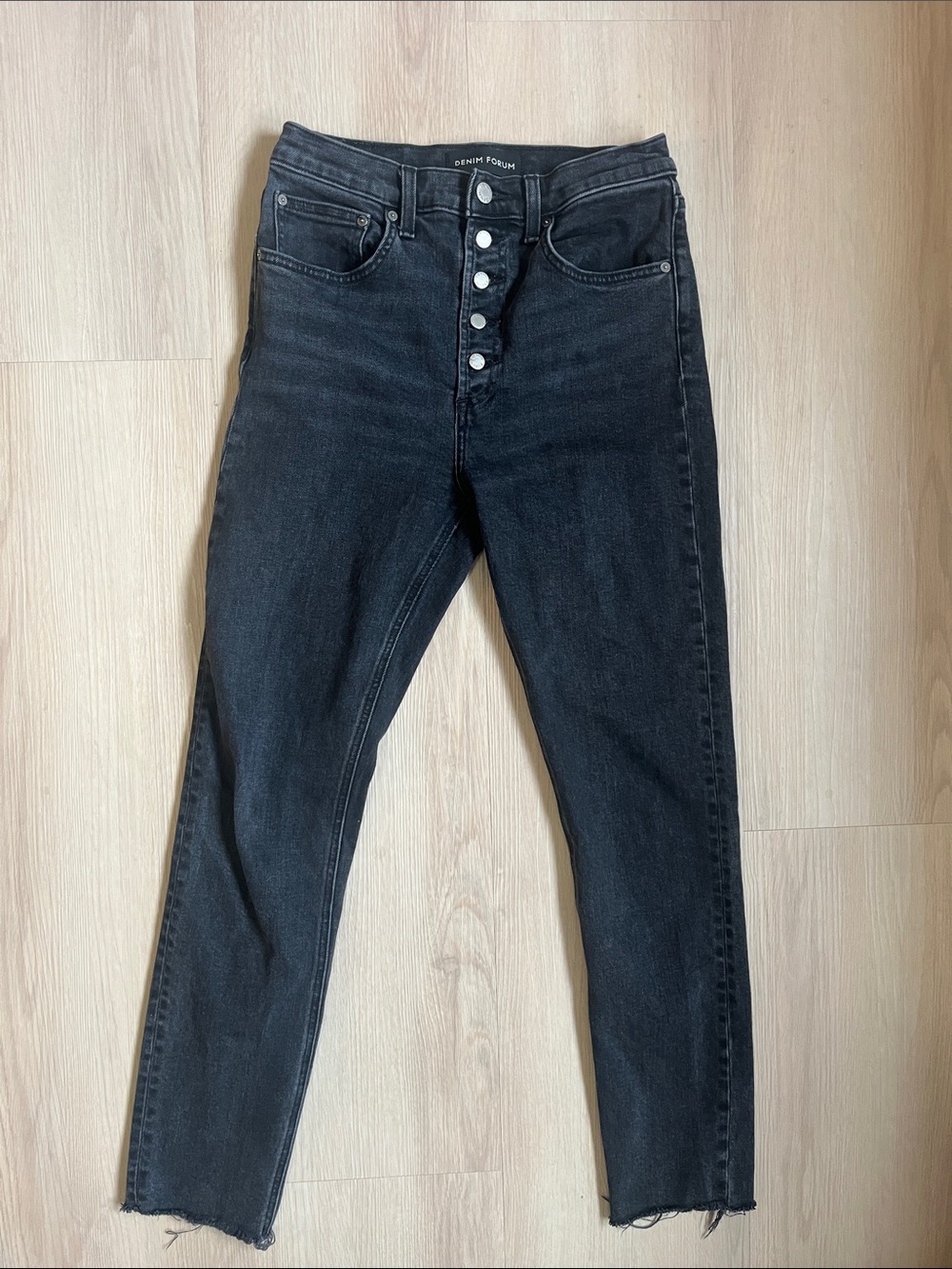 Aritzia Denim Forum Yoko High-Rise Slim Black Button-Fly Jeans Size 27